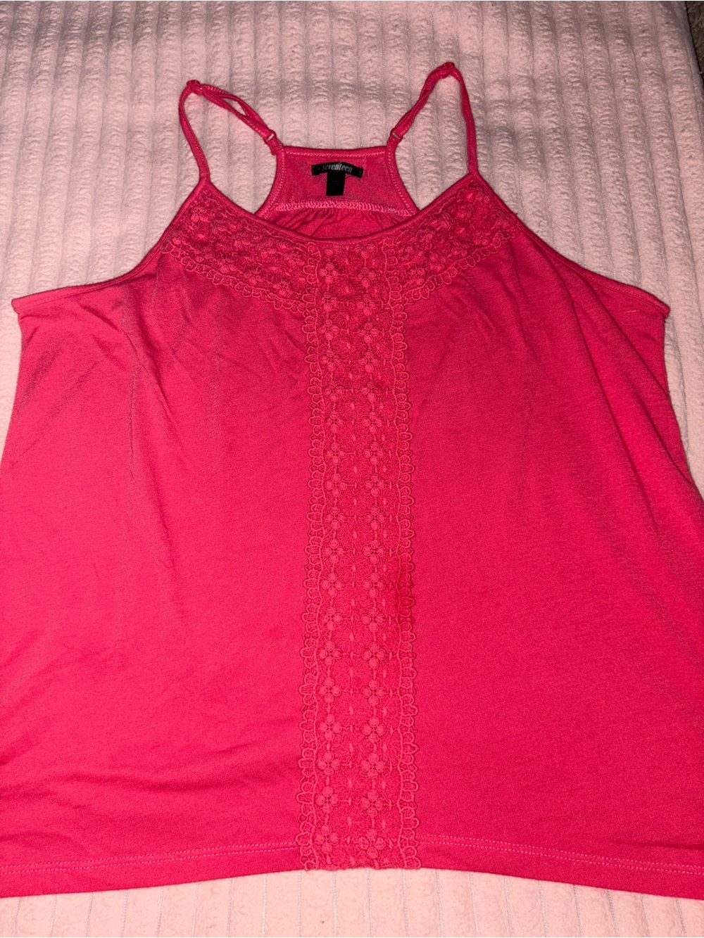 Hot Pink Lace-Trim Spaghetti Strap Camisole